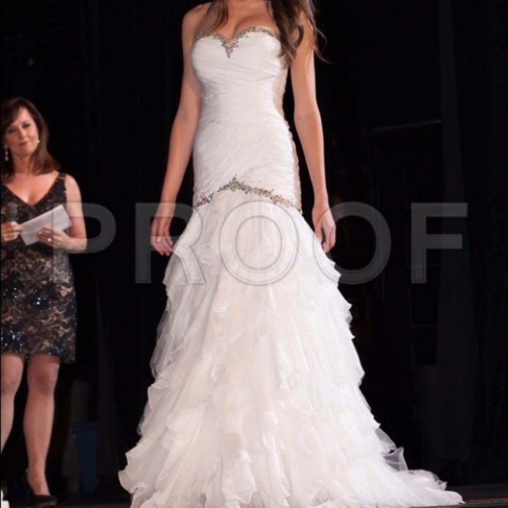 Jonathan Kayne White Beaded Strapless Gown Dress - Picture 2 of 3